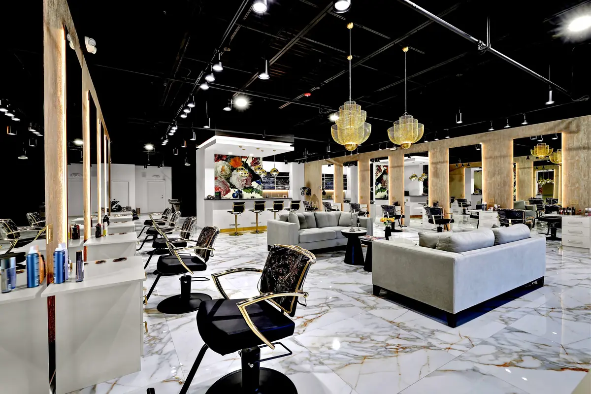 Styling stations at Hairmess Salon in Boca Raton