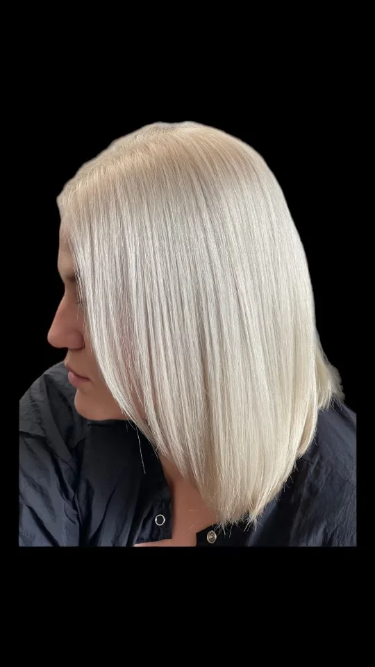 Platinum double process blonde in Boca Raton on a real Hairmess Salon client