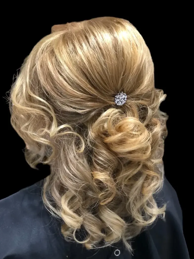Elegant bridal updo created at Hairmess Salon in Boca Raton