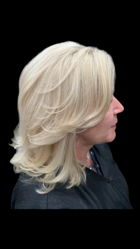 Bright blonde layers by a Hairmess Salon colorist