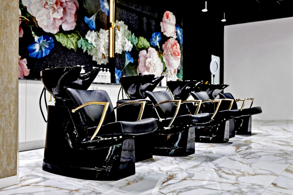 Bright interior of Hairmess Salon, where we offer lash lamination in Boca Raton