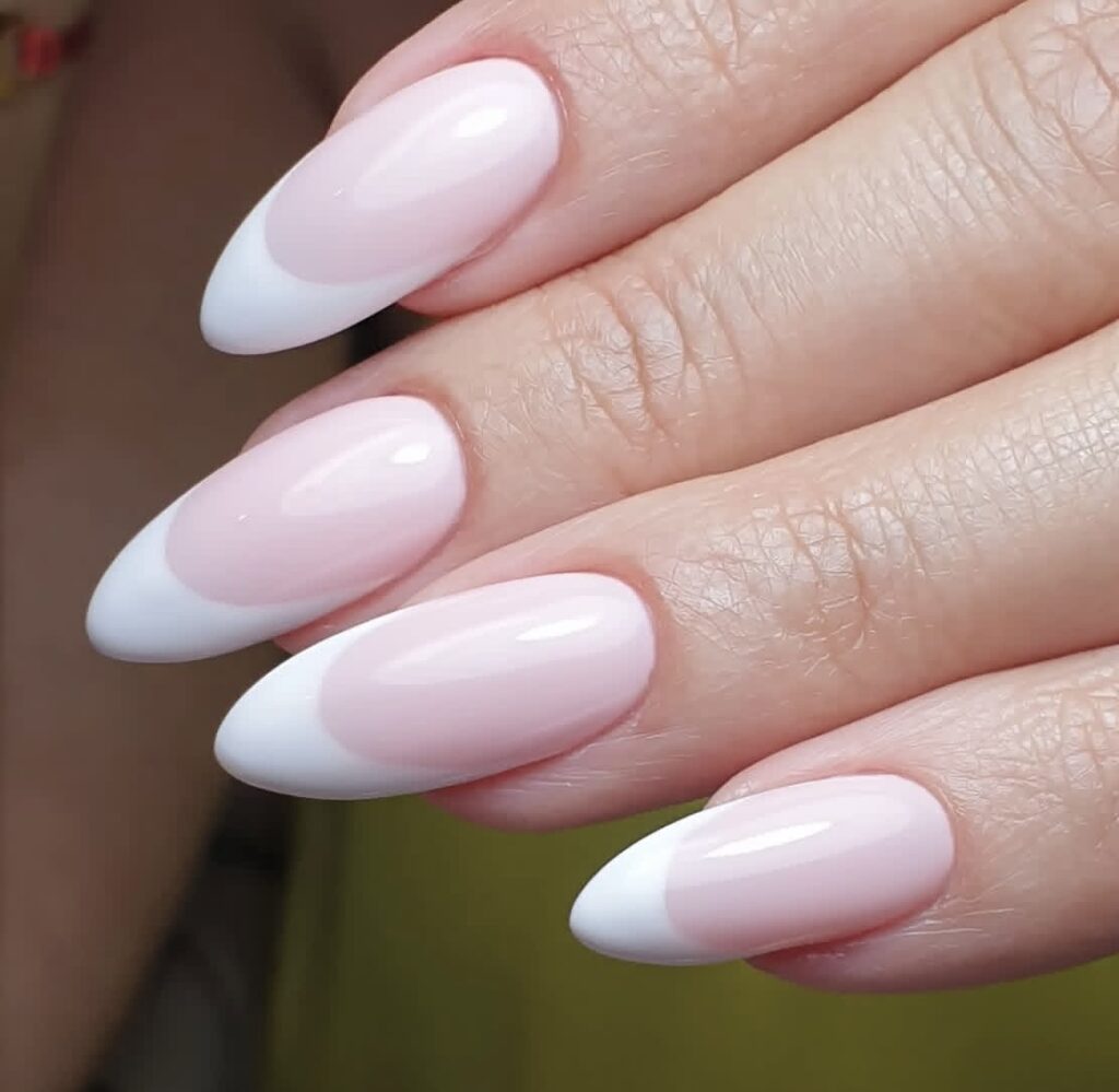 Clean French manicure after a European e-file manicure in Boca Raton at Hairmess Salon