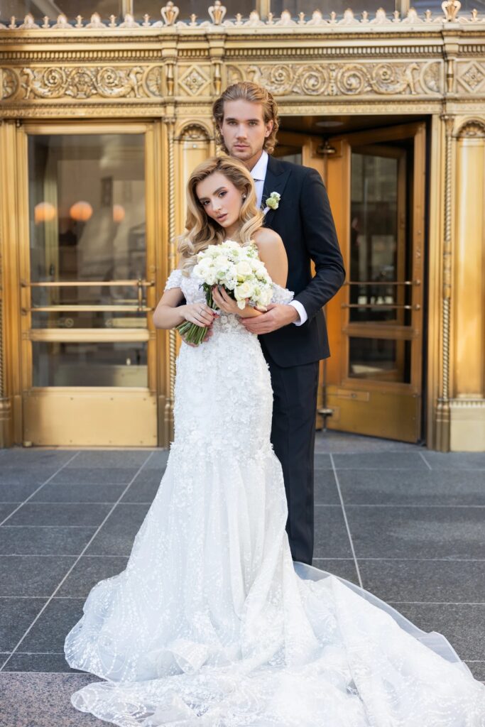 Bride and groom after wedding hair and makeup by Hairmess Salon