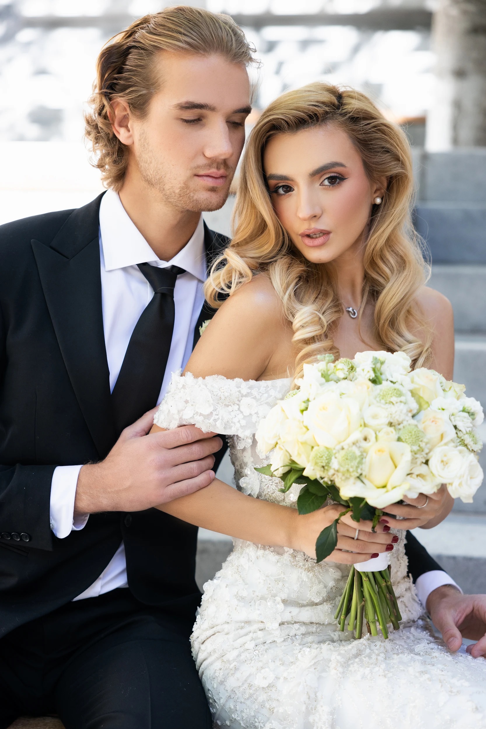 Bride and groom – bridal makeup by Hairmess Salon, Boca Raton