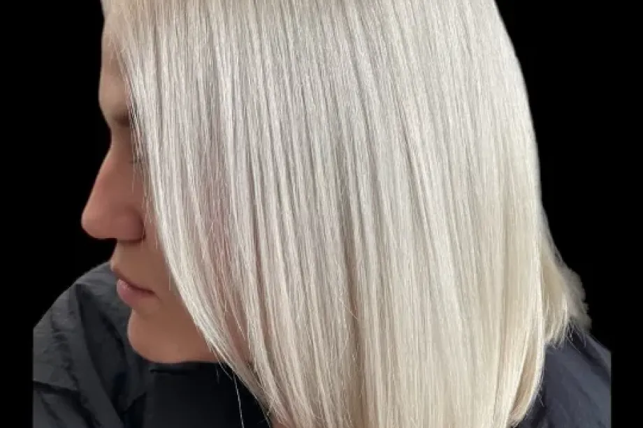 Platinum double process blonde in Boca Raton on a real Hairmess Salon client